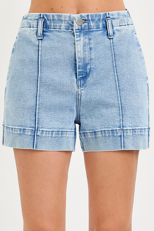 High Rise Relaxed Shorts With Seamed Details