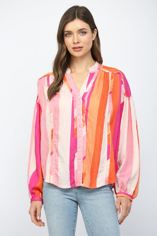 Pink Multi Stripe Top