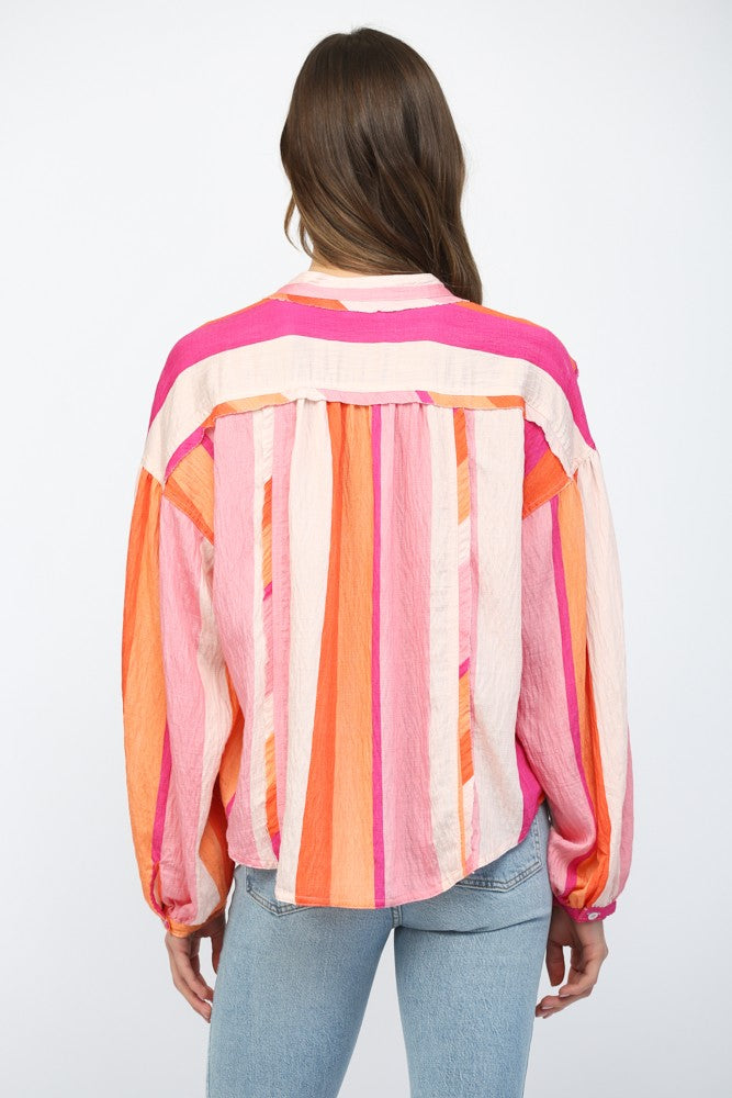 Pink Multi Stripe Top
