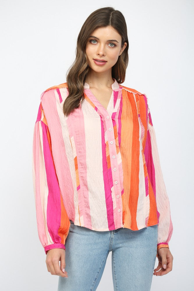 Pink Multi Stripe Top