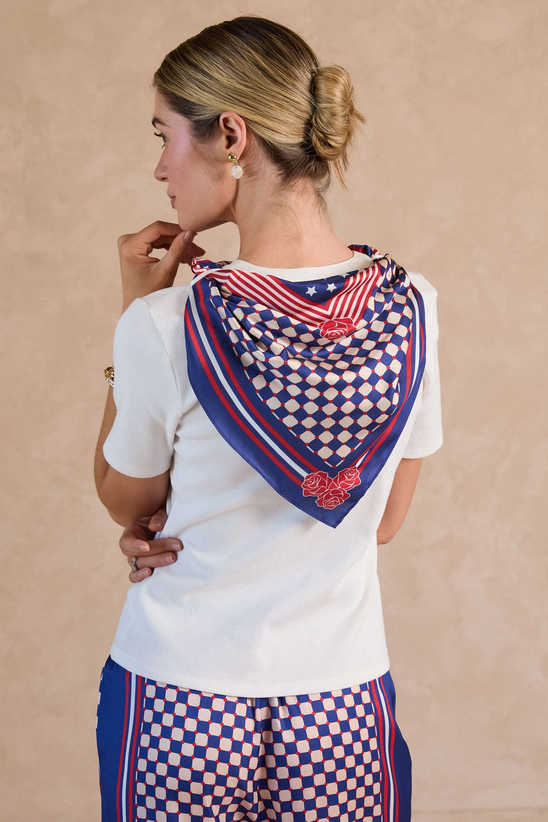 Split Neck Top With Scarf