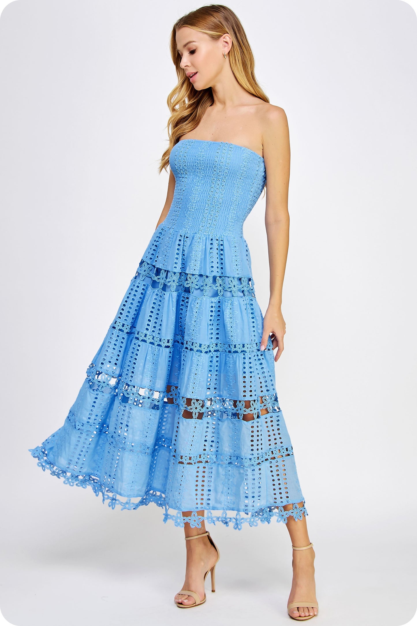 Eyelet Tube Dress - Chambray