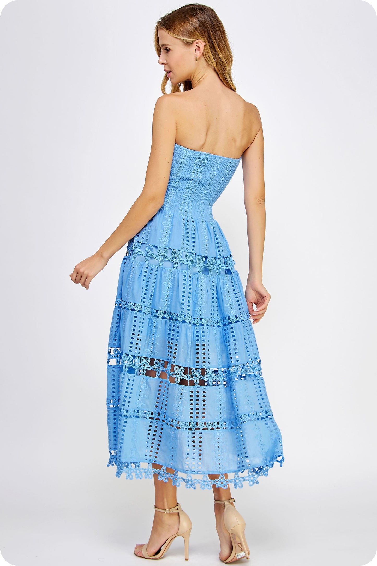 Eyelet Tube Dress - Chambray