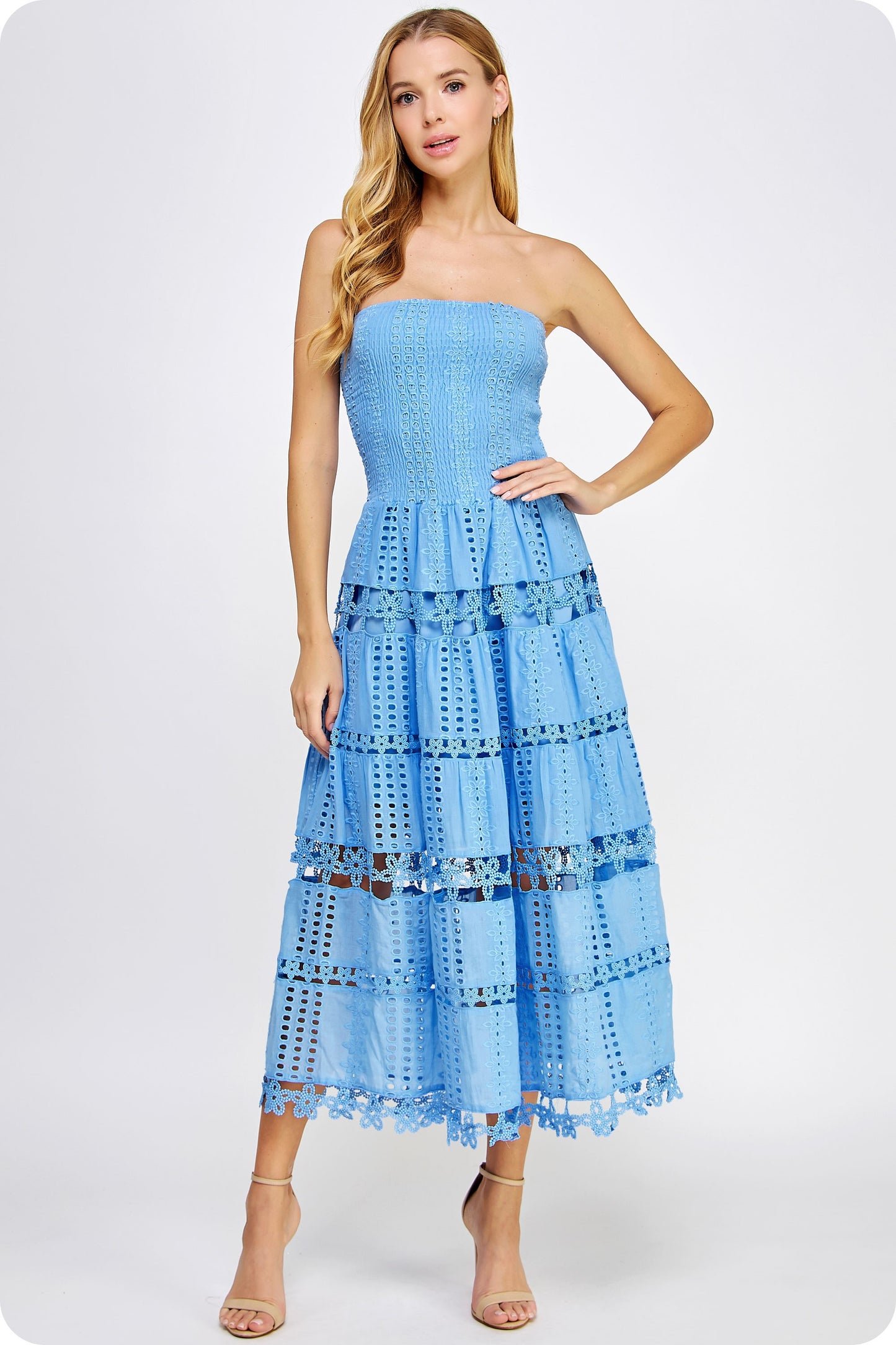 Eyelet Tube Dress - Chambray