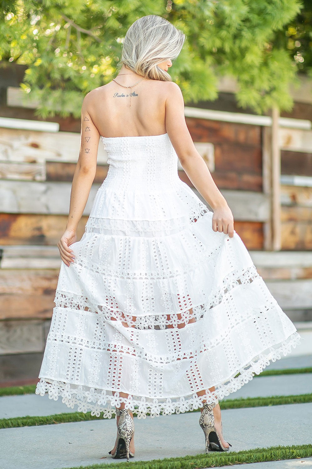 Eyelet Tube Dress - White