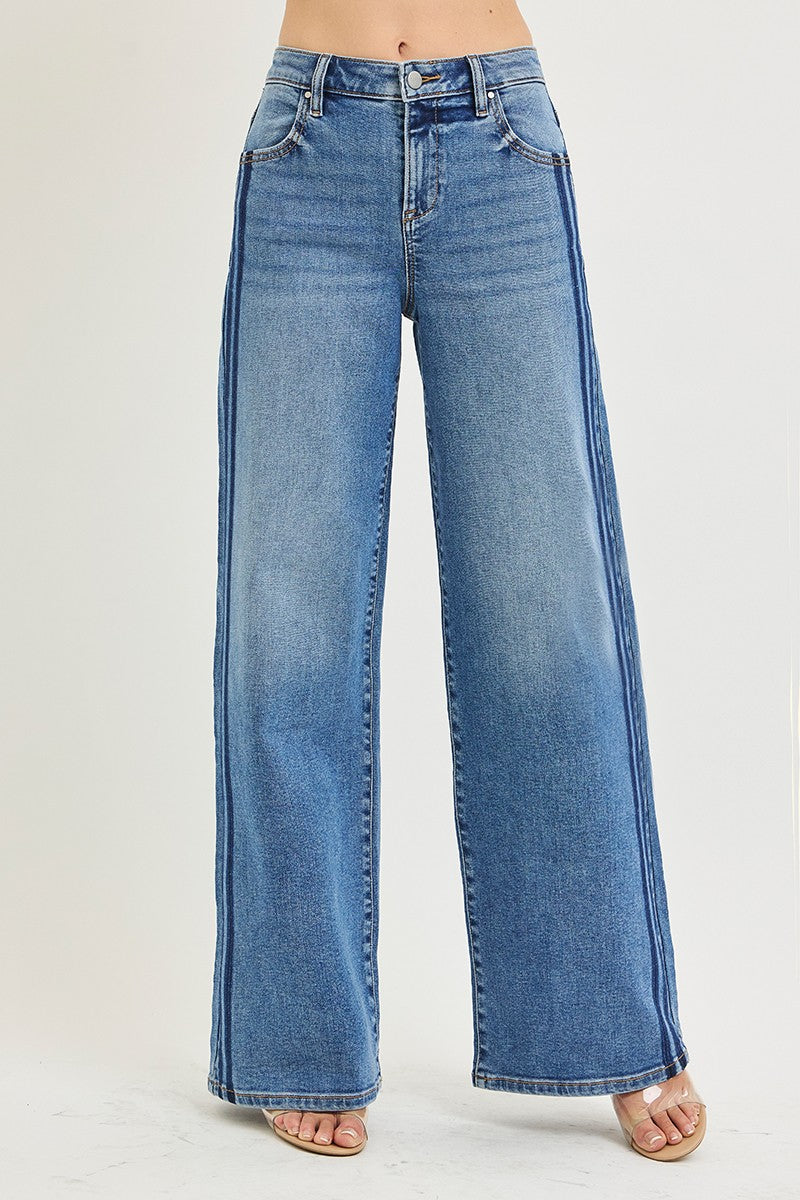 Risen Medium Wash Stripe Detail Jean