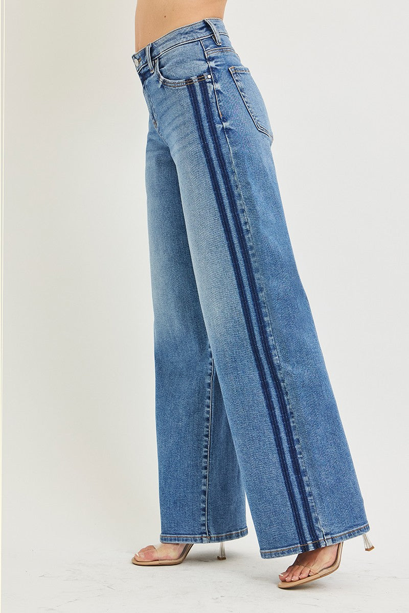 Risen Medium Wash Stripe Detail Jean