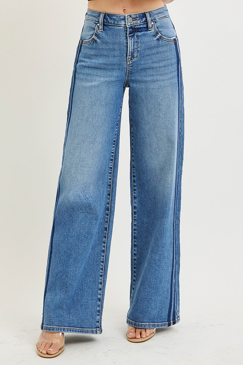 Risen Medium Wash Stripe Detail Jean