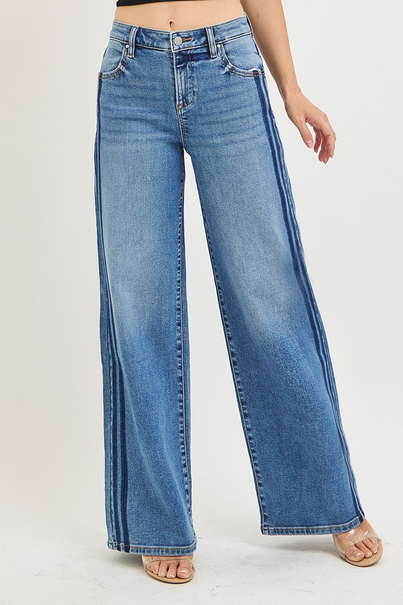 Risen Medium Wash Stripe Detail Jean