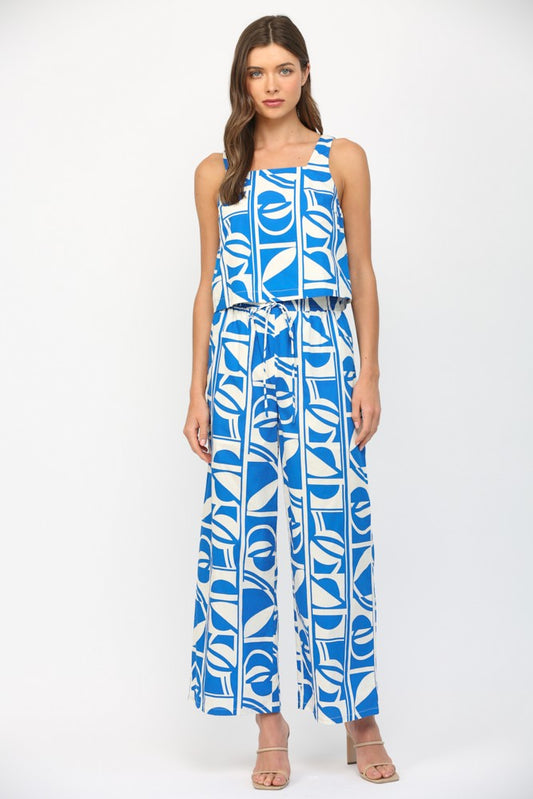 Geo Print Square Neck Pant Set