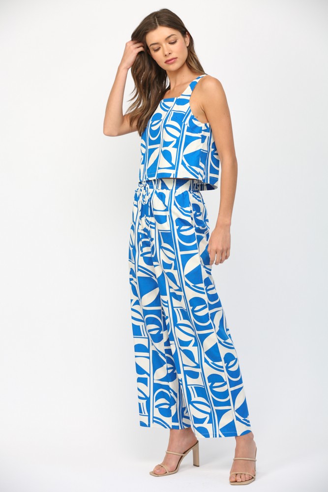 Geo Print Square Neck Pant Set