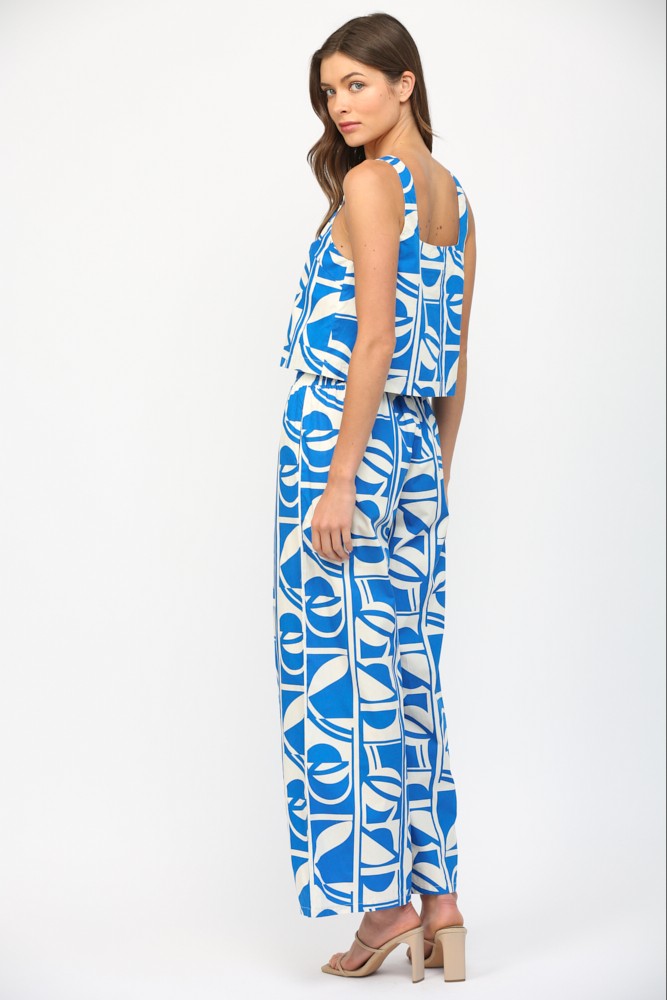 Geo Print Square Neck Pant Set