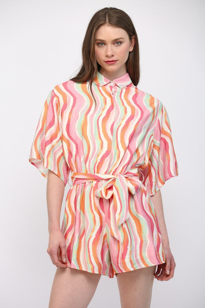 Wavy Tie Romper