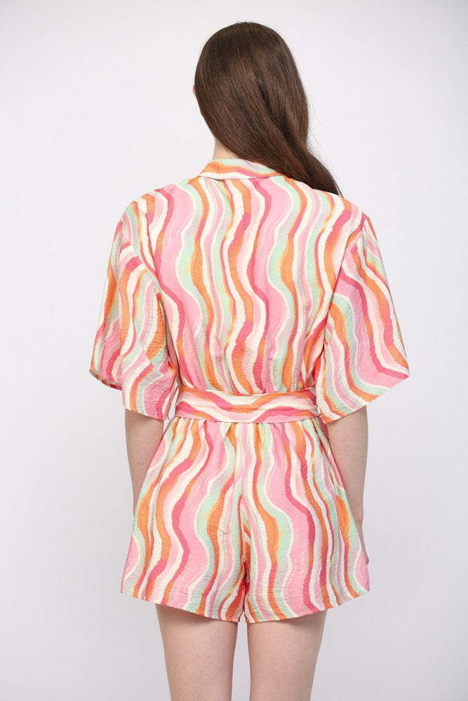 Wavy Tie Romper