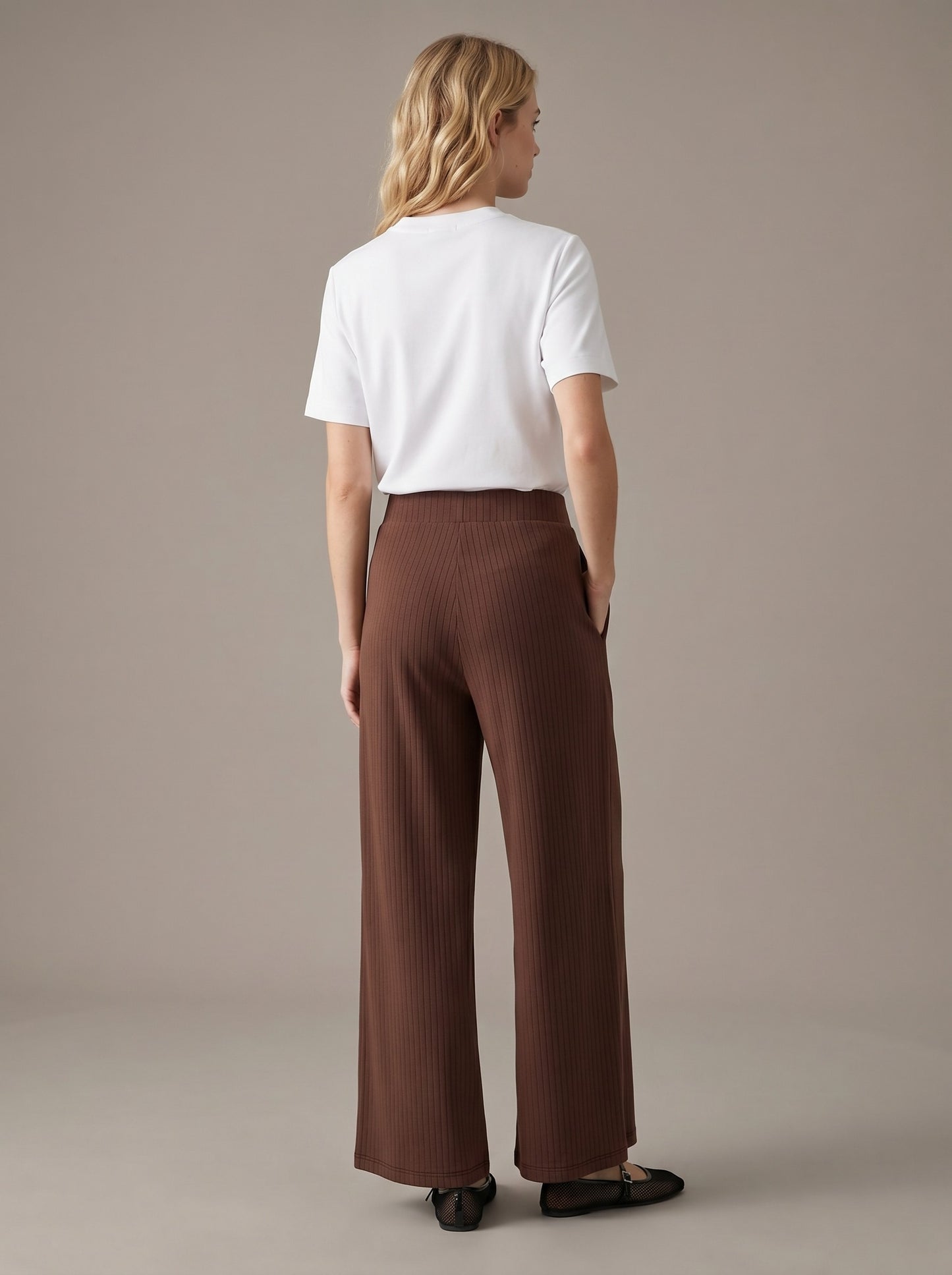 Stripe Wide Leg Pant - Chocolate