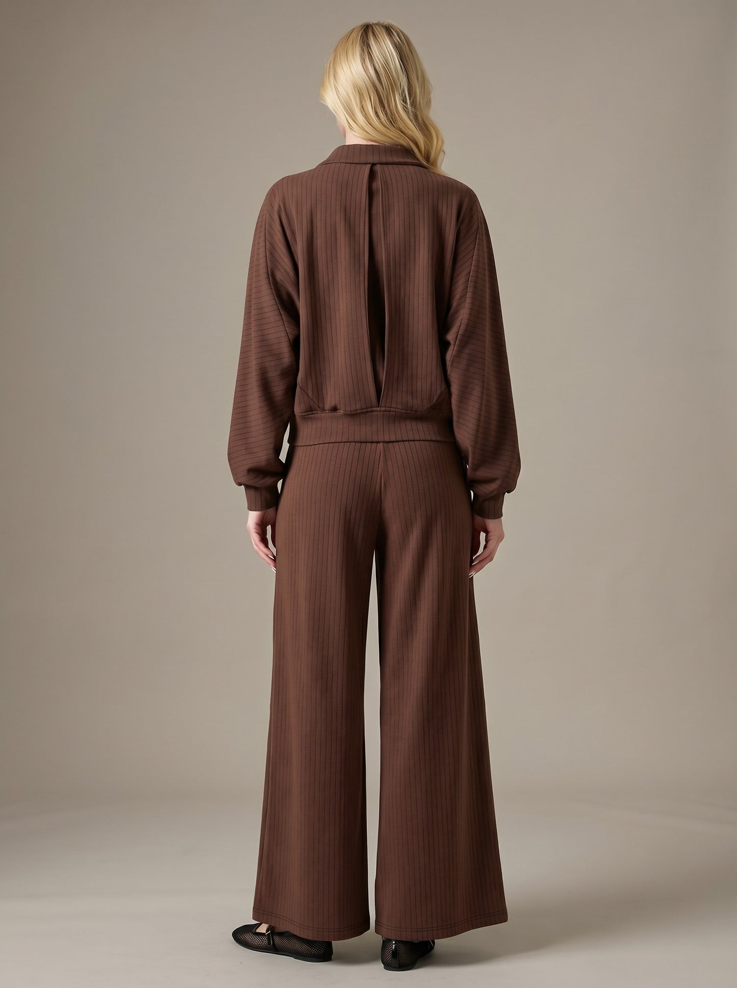 Stripe Zip Jacket - Chocolate
