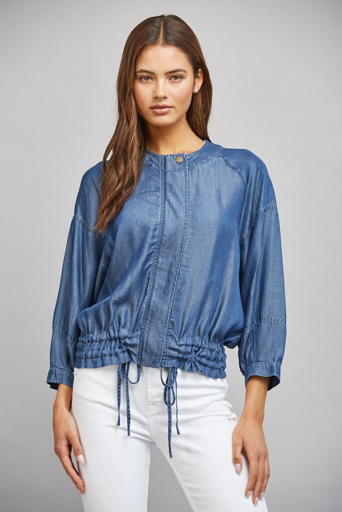 Adjustable Hem 3/4 Sleeve Tencel Jacket