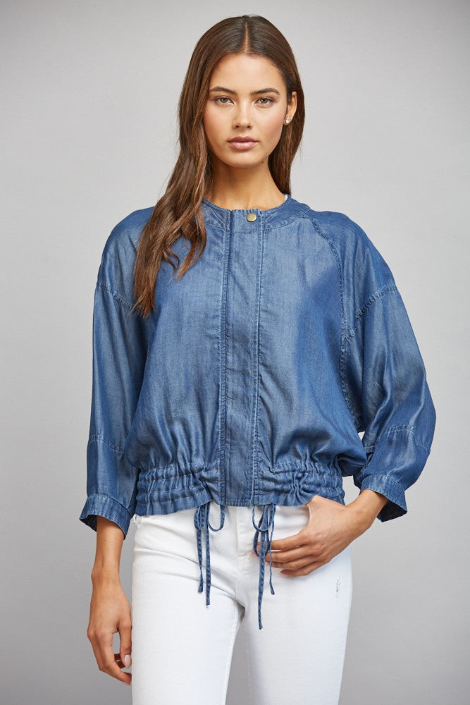Adjustable Hem 3/4 Sleeve Tencel Jacket