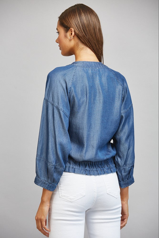 Adjustable Hem 3/4 Sleeve Tencel Jacket