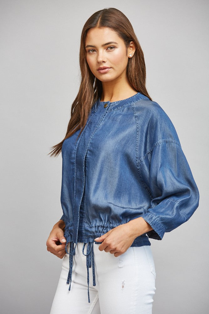 Adjustable Hem 3/4 Sleeve Tencel Jacket