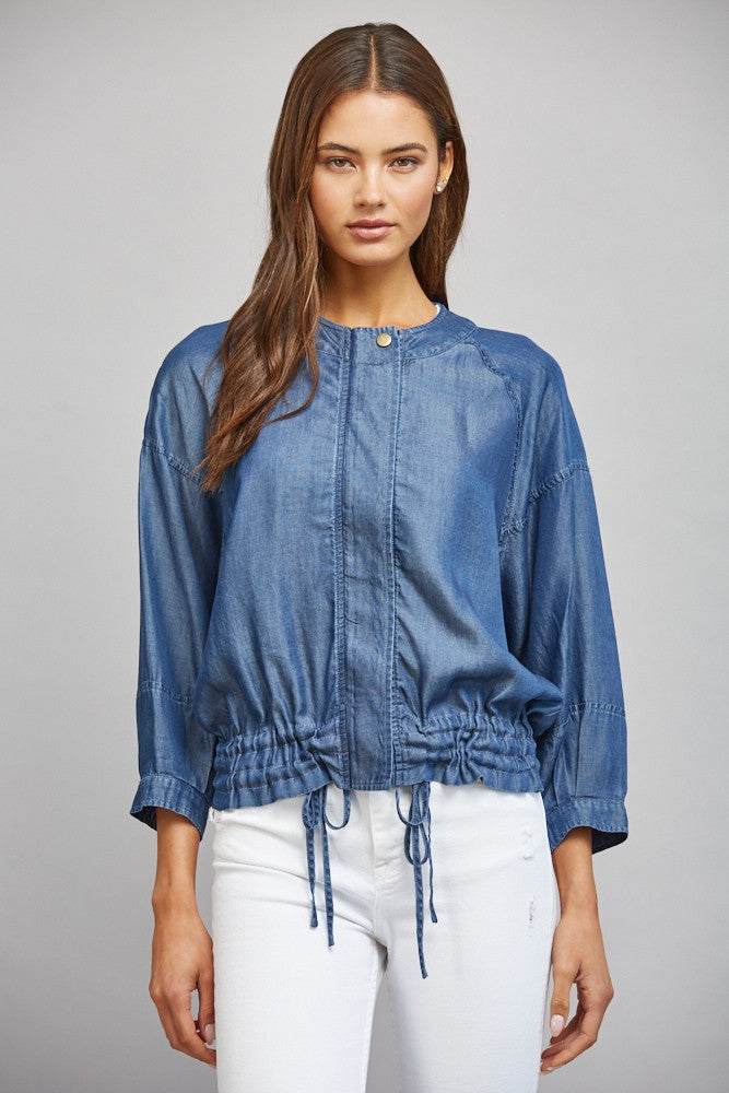 Adjustable Hem 3/4 Sleeve Tencel Jacket