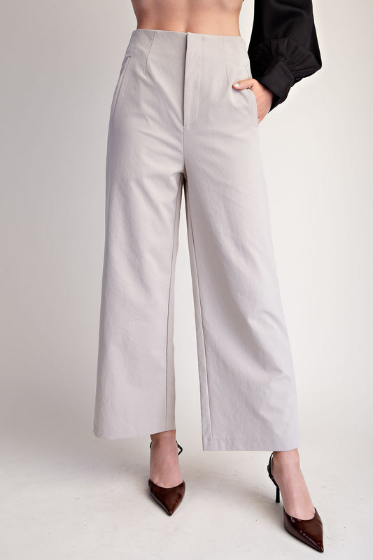 High Waist Wide Leg Pants - Beige