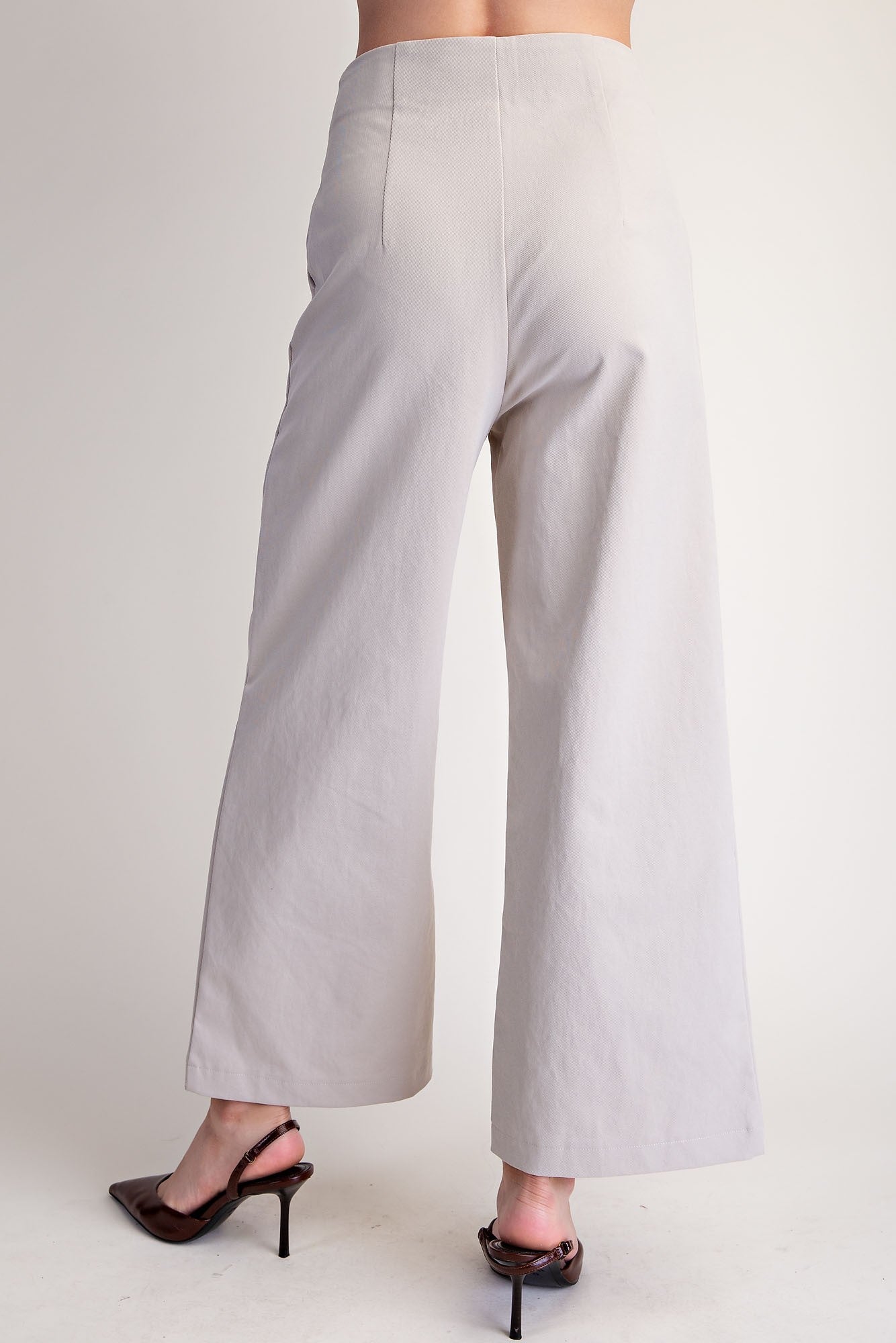 High Waist Wide Leg Pants - Beige