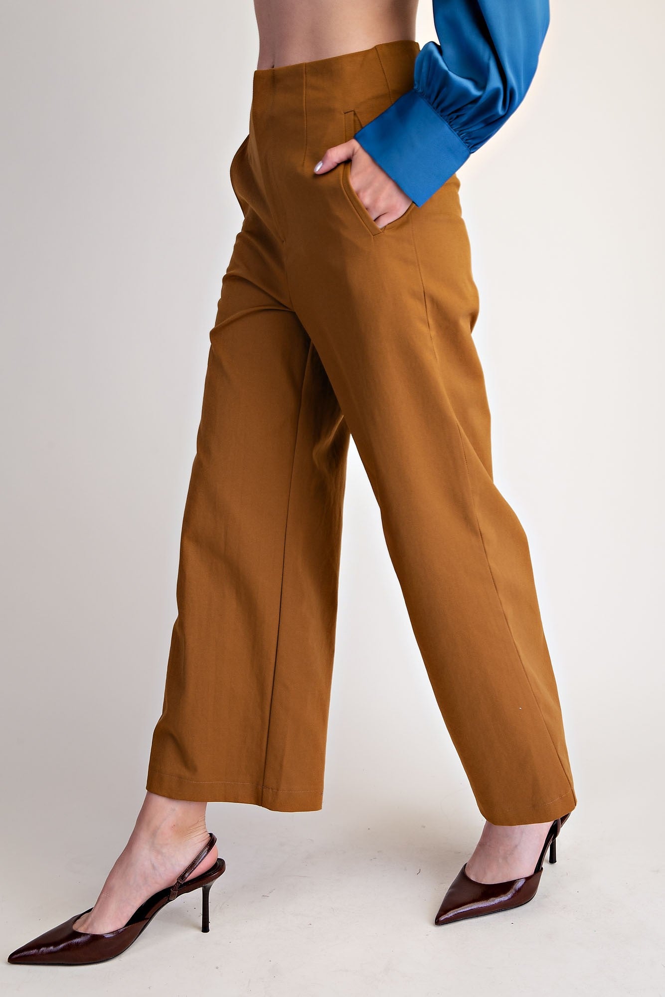 High Waist Wide Leg Pants - Camel