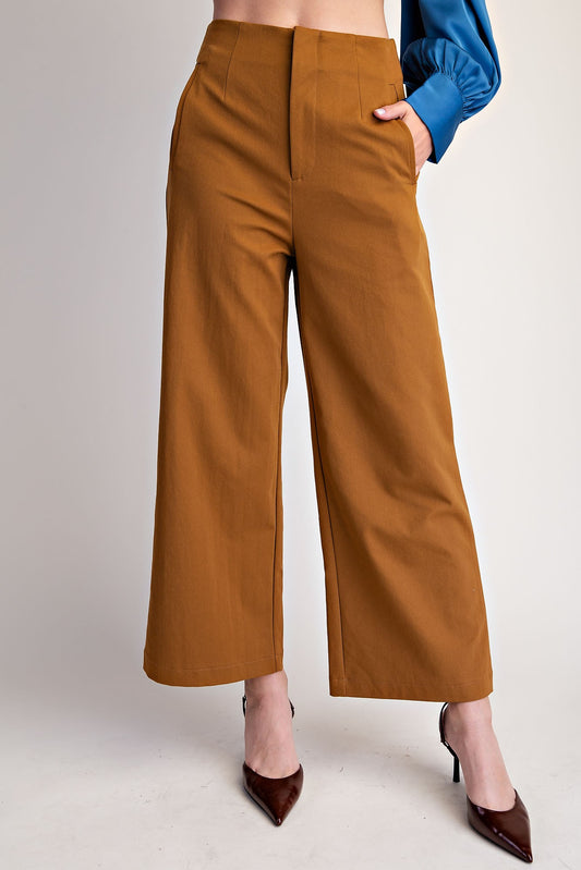 High Waist Wide Leg Pants - Camel