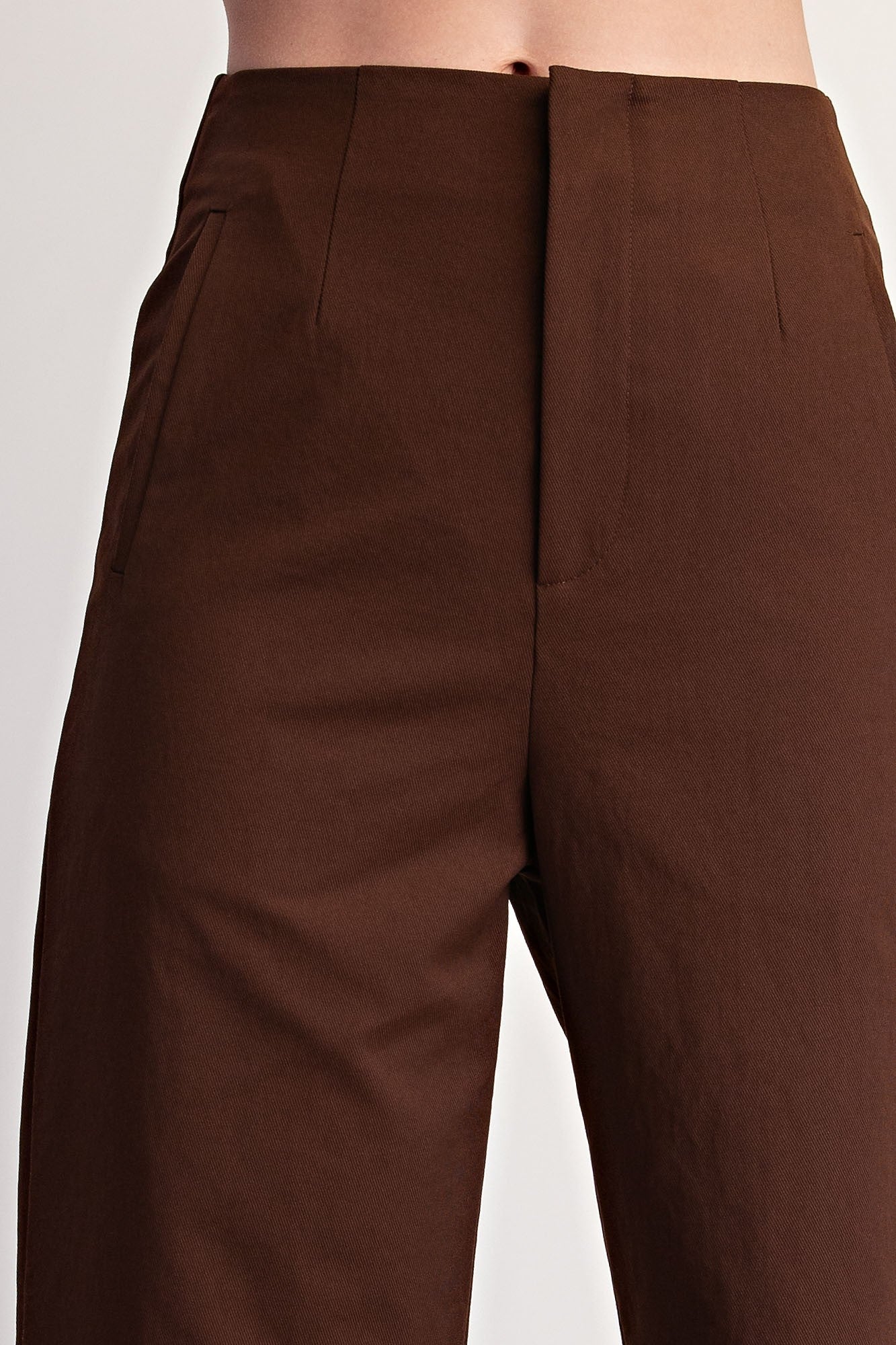 High Waist Wide Leg Pants - Brown
