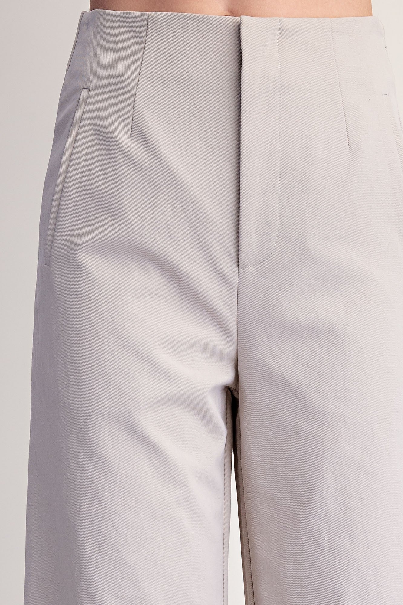 High Waist Wide Leg Pants - Beige