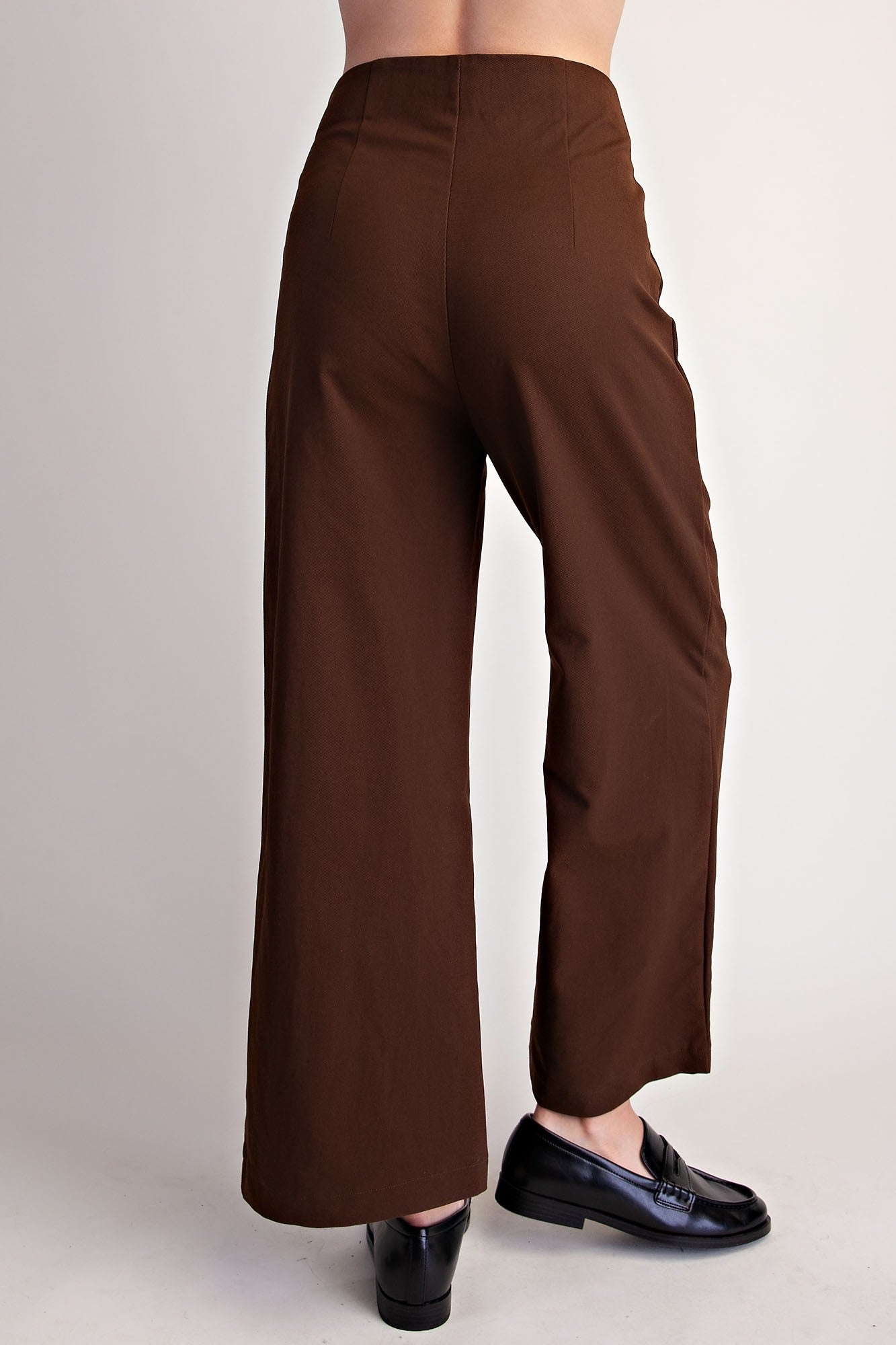 High Waist Wide Leg Pants - Brown