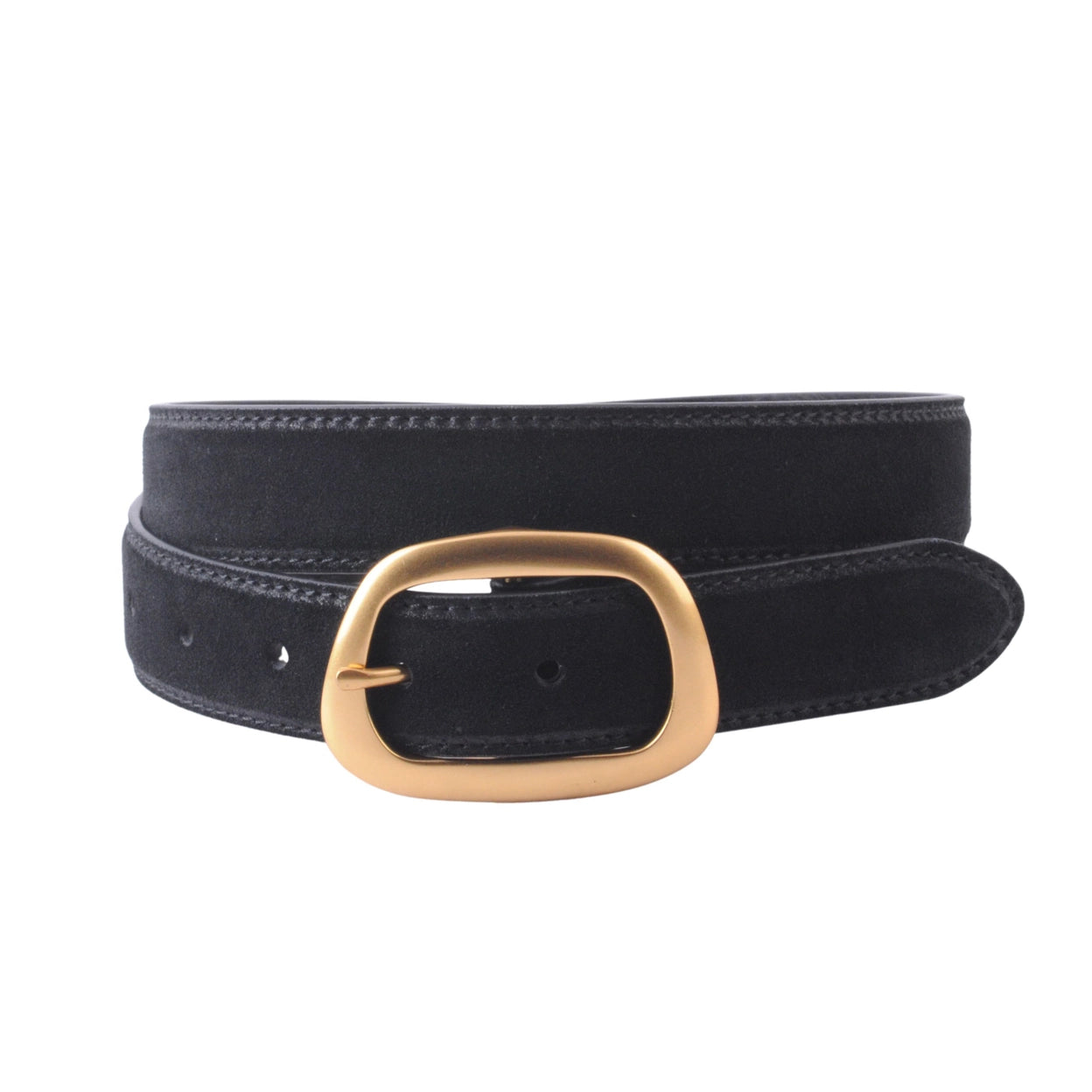 Suede Black Belt With Organic Shape Buckle