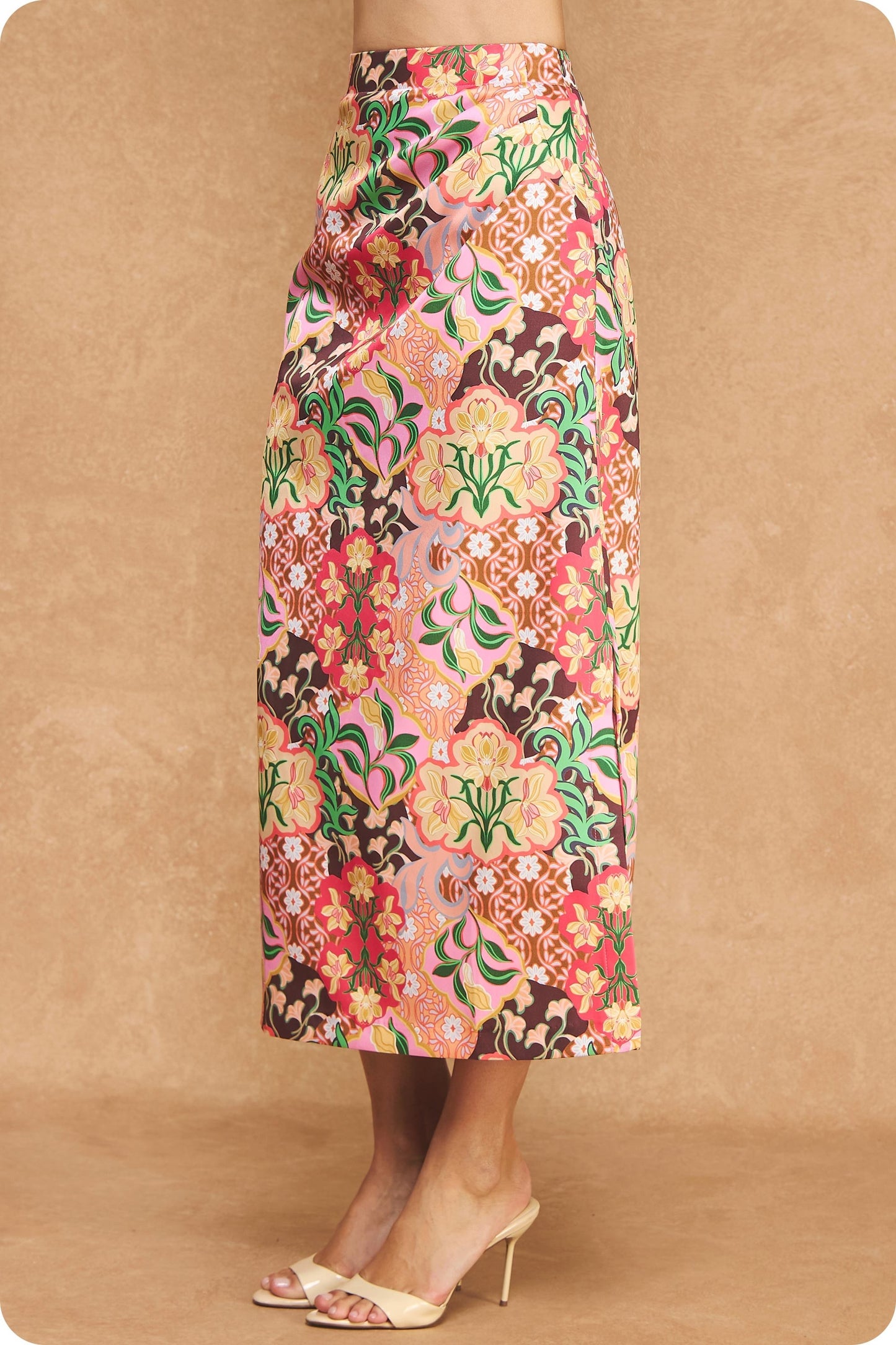 Garden Party Satin Midi Skirt