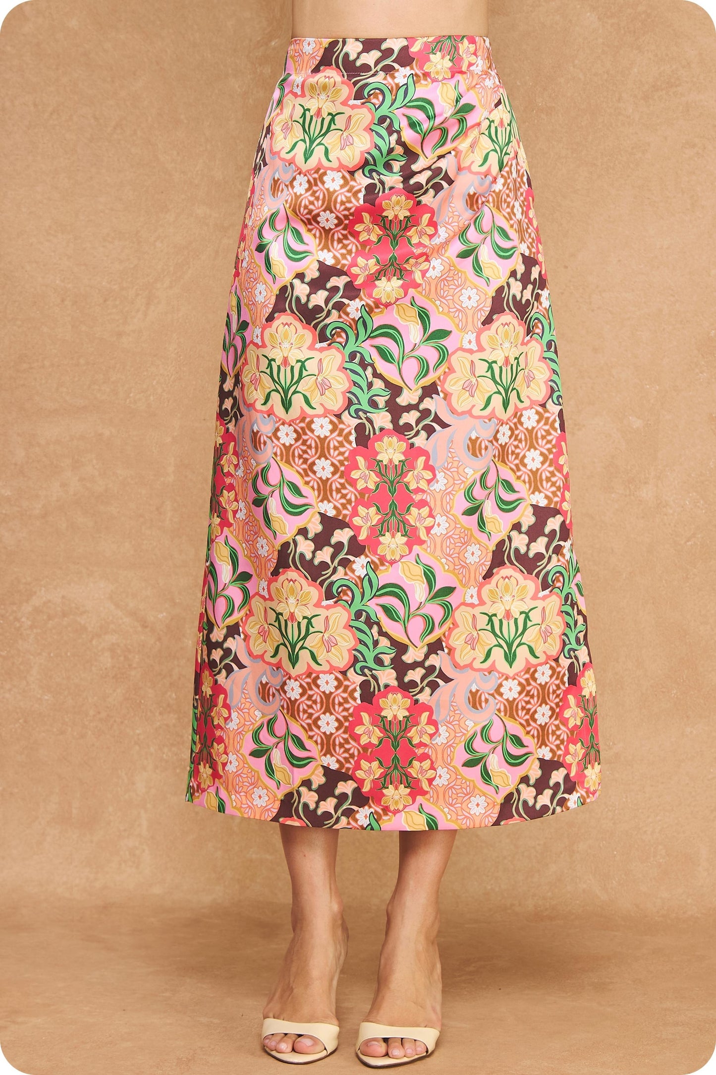 Garden Party Satin Midi Skirt