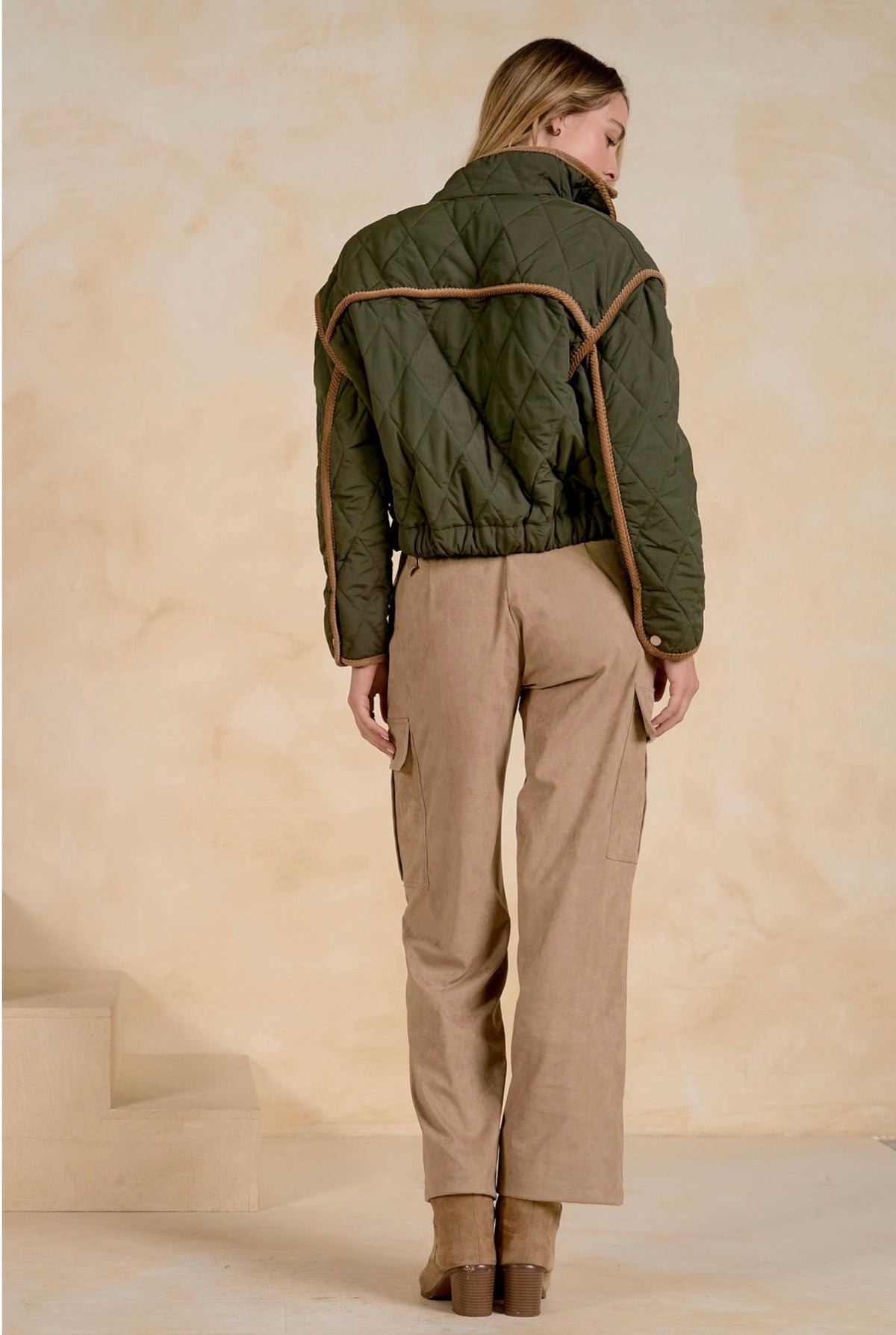 Olive Corduroy Trim Jacket