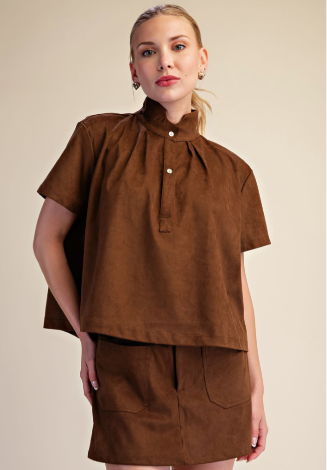 Stand Collar Short Sleeve Shirt