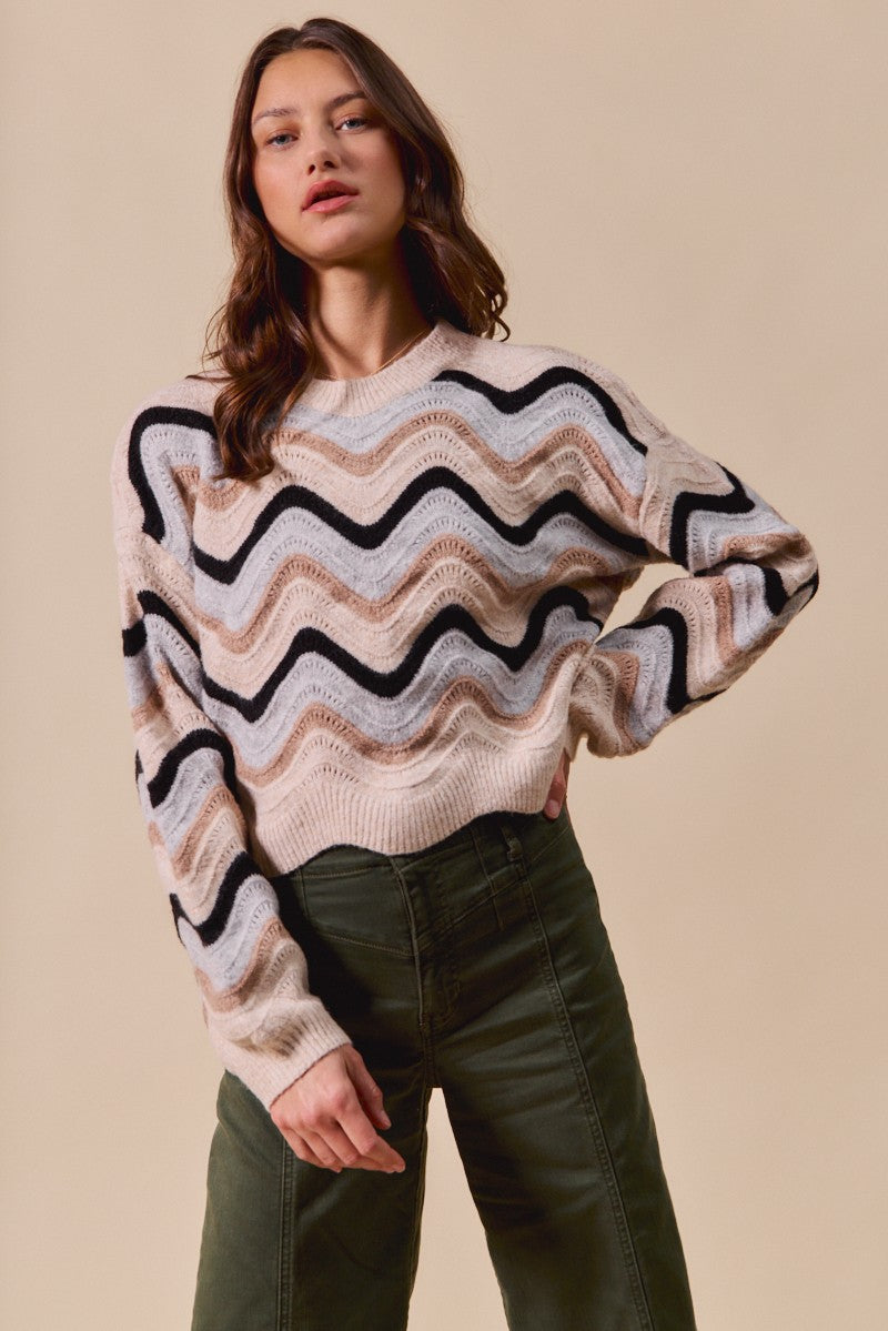 Wave Scalloped Sweater