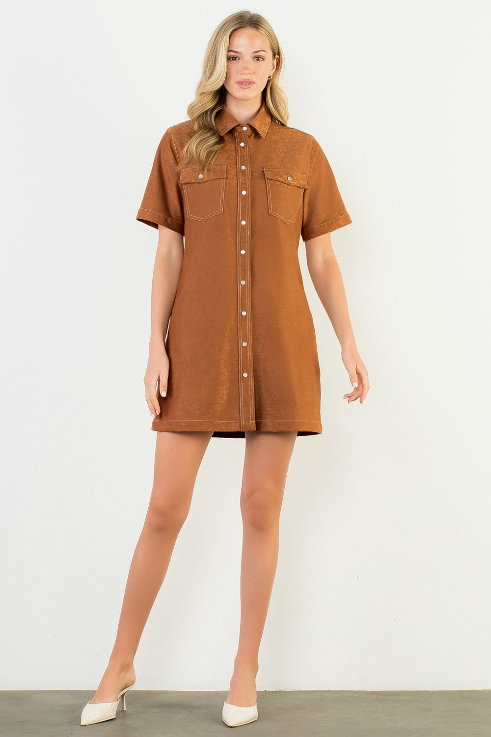 Suede Button Down Dress