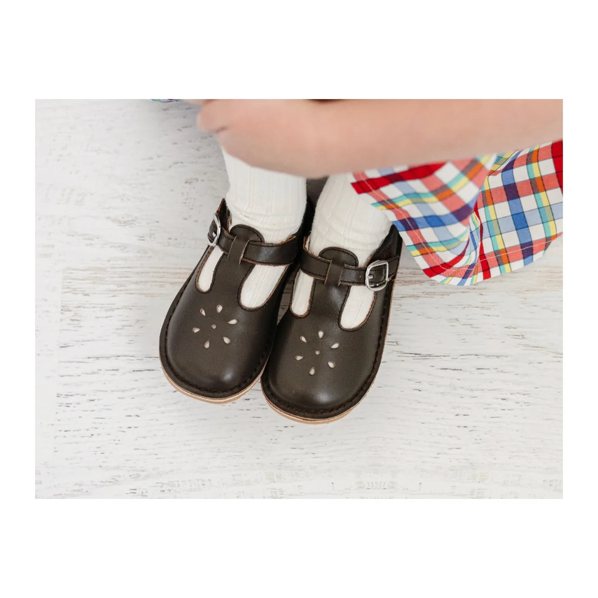 Brown Joy Leather T-Strap