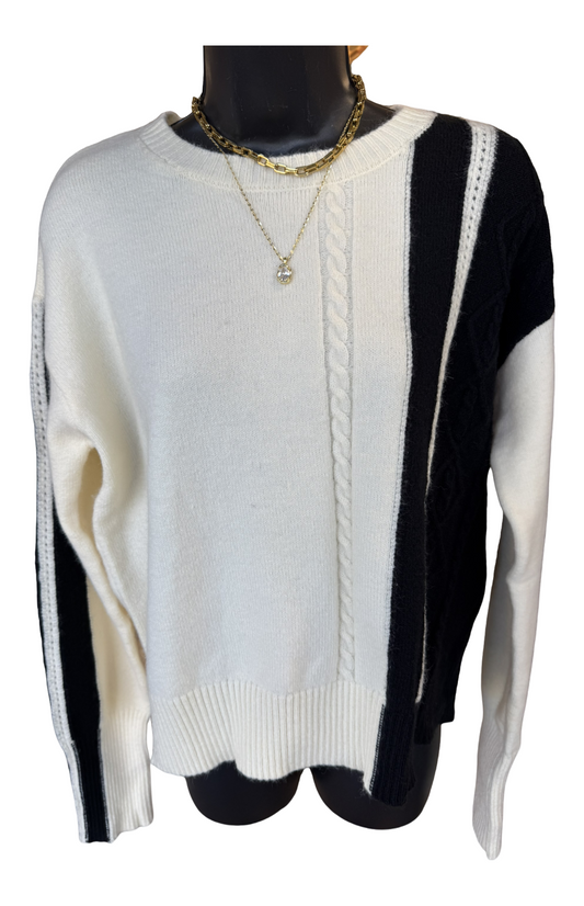 White Sweater With Black Detail