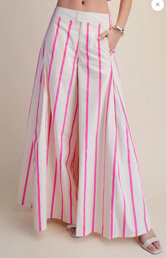 High Waist Pop Color Stripe Pants