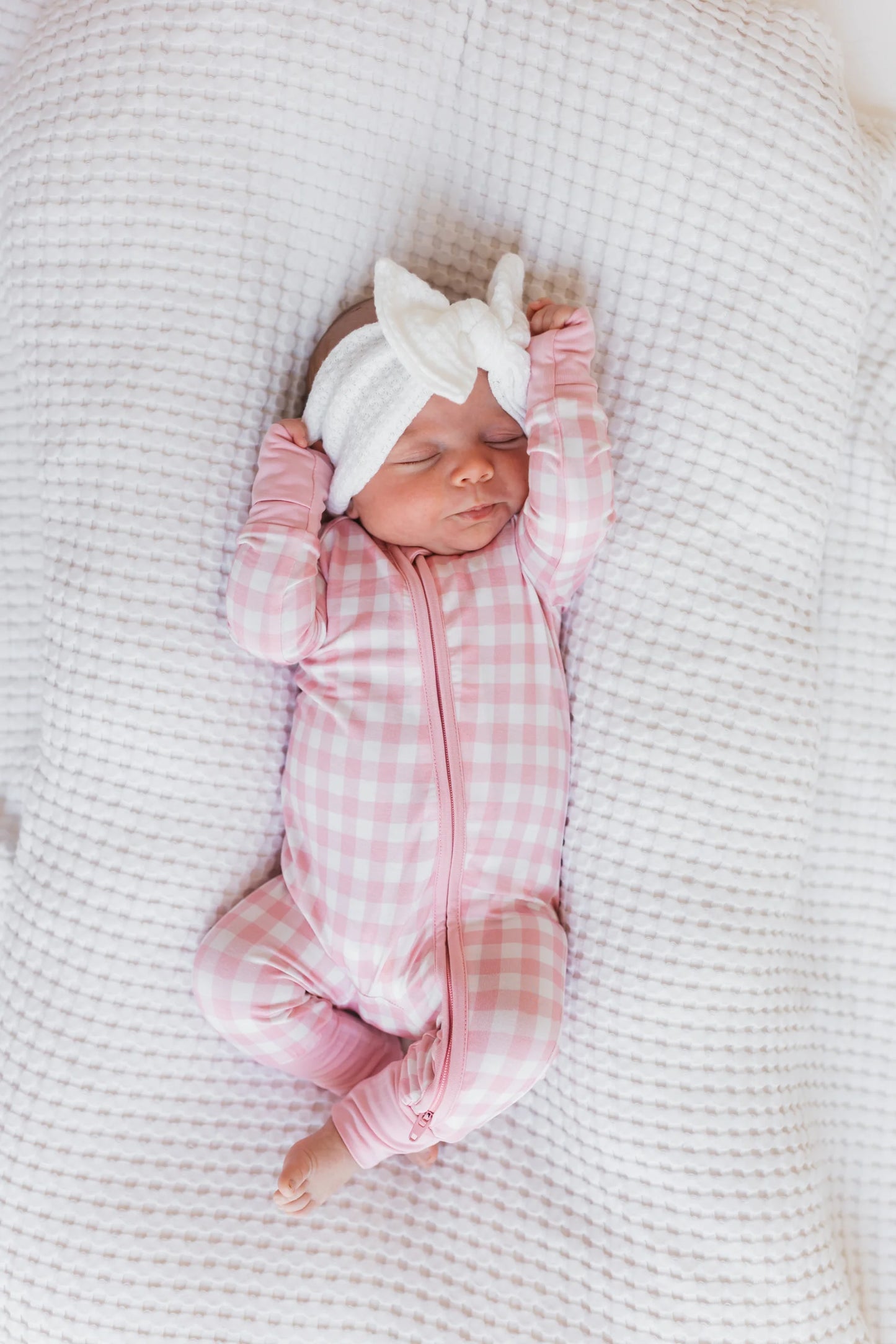Blush Gingham Zipper Footie