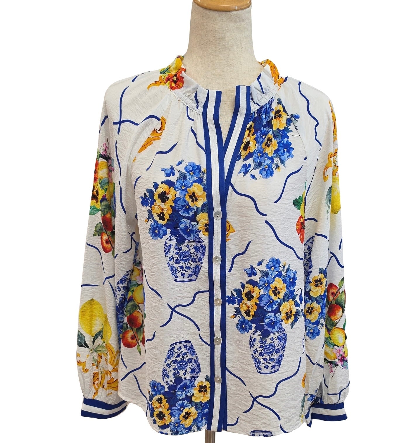 Floral Vase Button Up Top