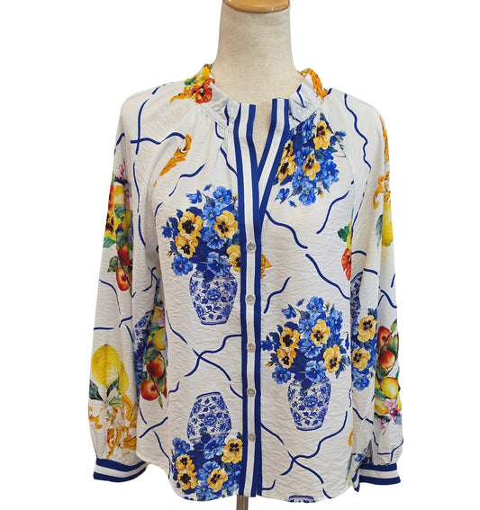 Floral Vase Button Up Top
