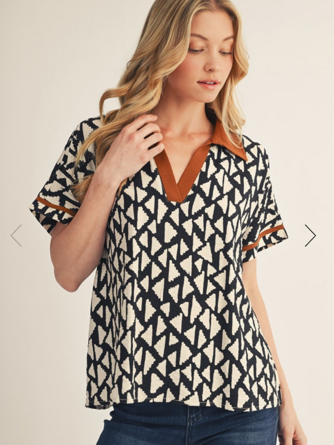Contrast Accent Loose Fit Top