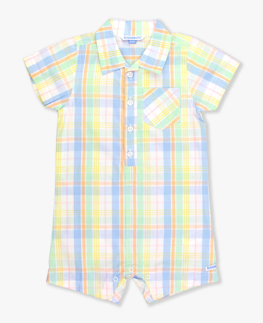 Clubhouse Plaid Button-Up Romper