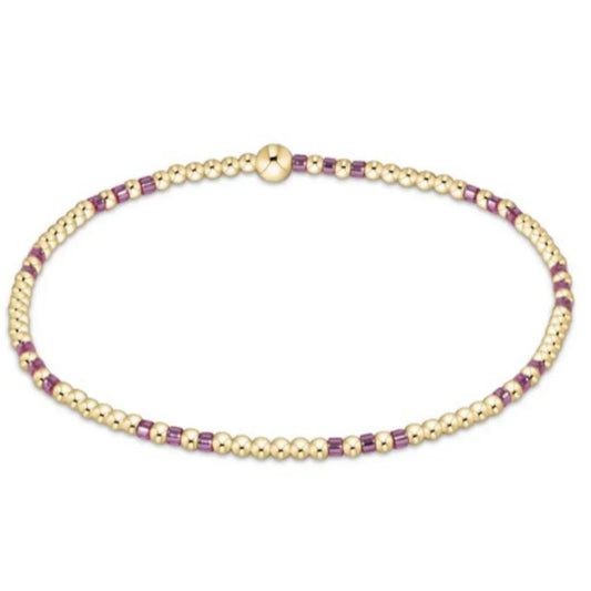 Hope Joy Pattern 2mm Bead Bracelet - Pink Metallic