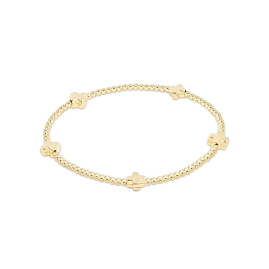 egirl Signature Cross Small Gold Patter 2mm Bead Bracelet - Gold