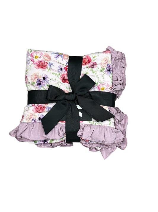 Shrinking Violet Dreamy Floral Print Ruffle Toddler Blanket